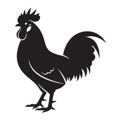 Distinguished Rooster Silhouette – Rooster Vector Template Emphasizing Strong Posture – Rooster Illustration – Bird Silhouette – Silhouette of Rooster

