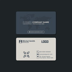 Minimal Dark Blue Corporate Business Card Design Template