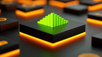 Orange layout with a smartwatch showing blood-oxygen tracking visualization