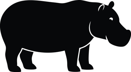 Obraz premium Hippopotamus animal silhouette vector isolated on white background for wildlife and nature design
