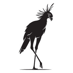 Graceful Secretary Bird Silhouette – Secretary Bird Vector Artwork for High-Resolution Output – Secretary Bird Illustration – silhouette of Secretary Bird


