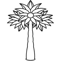Simple Line Art Tropical Palm Tree Illustration:  Black and White Design Element