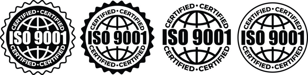 ISO 9001 Certification stamp– Vector Seal and badge for Quality Management Standards