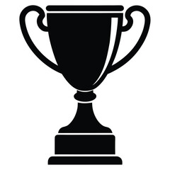 gold cup isolated on white, Isolated black silhouette of a trophy with handles and a base on a white background image icon