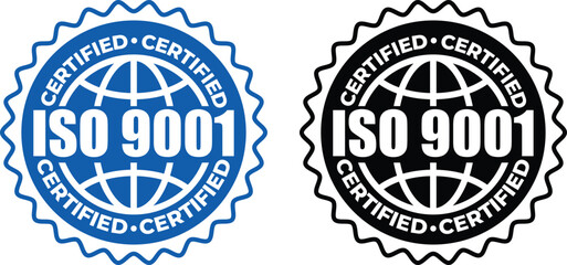 ISO 9001 Certification stamp– Vector Seal and badge for Quality Management Standards