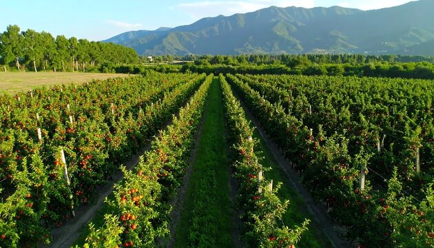 Fruit orchard landscape aerial view - Powered by Adobe