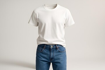 Obraz premium White t-shirt with jeans mockup