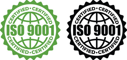 ISO 9001 Certification stamp– Vector Seal and badge for Quality Management Standards