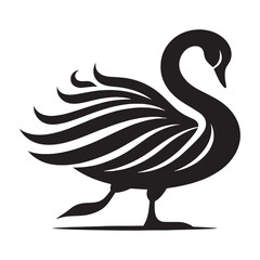 Serene Swan Silhouette – Swan Vector Artwork for Branding and Decor – Swan Illustration – Bird Silhouette – Silhouette of Swan

