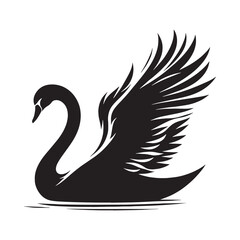 Refined Swan Silhouette – Swan Vector Design with Smooth Curved Outline – Bird Silhouette – Black Vector of Swan

