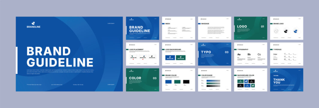 Professional Brand identity design template. Complete Brand Guidelines layout, Modern Brand manual Guidelines Presentation, premium brand strategy design. Logo guideline book
