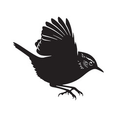 Refined Wren Silhouette – Wren Vector Outline for Artistic and Decorative Use – Black Vector of Wren

