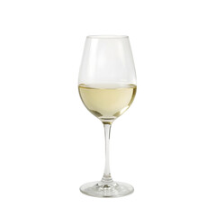 A Single Glass of White Wine: A close-up shot of an elegant glass, showcasing the golden hue of crisp, refreshing white wine.