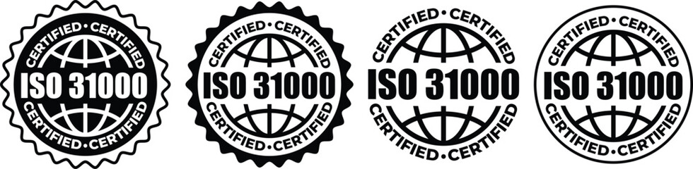 ISO 31000 Certification Badge – Vector Seal for Risk Management Standards and Guidelines