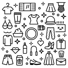 Obraz premium Fashion and accessories icons silhouette isolated on white background