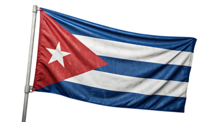 The cuban flag waving in the wind isolated on transparent background