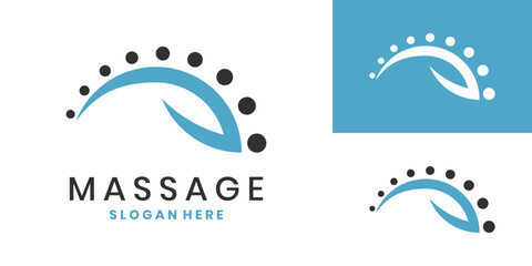 Massage therapy logo design with human spine and back