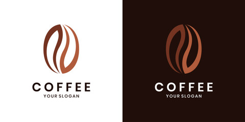 Coffee logo design with stylish coffee bean icon