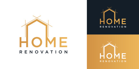 Renovation logo design with house roof line
