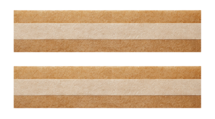 Two horizontal strips of light beige/tan cardboard, each with a central creamy-white stripe