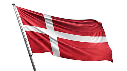 The danish flag waving isolated on transparent background, a symbol of denmark