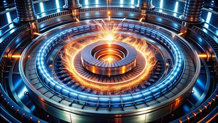 Dynamic fusion reactor core ignites with vibrant energy and advanced technology