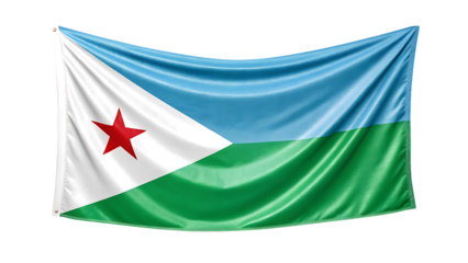 The national flag of djibouti flutters gracefully, isolated on transparent background