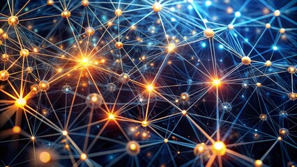 Dynamic interconnected digital network with glowing nodes and lines creating a futuristic abstract background