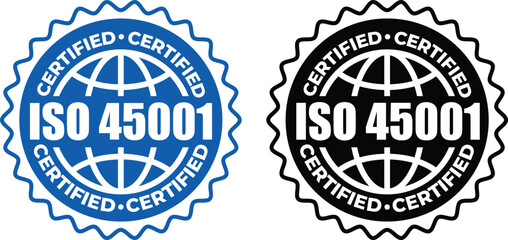 ISO 45001 Certification Badge – Vector Seal for Occupational Health and Safety Management Standards