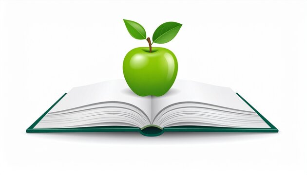 green apple and book