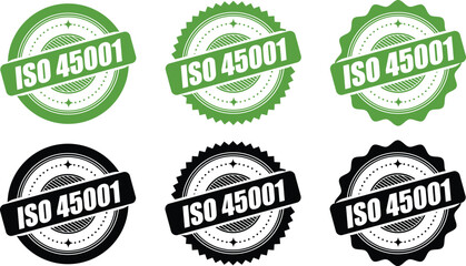 Obraz premium ISO 45001 Certification Badge – Vector Seal for Occupational Health and Safety Management Standards