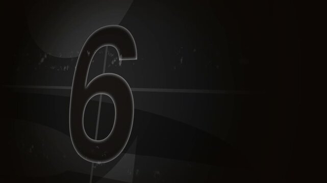 Cinematic Film Countdown with Retro Flicker, Grain & Scratches. 4K 16-bit Depth Animation