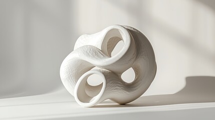 Abstract white sculpture with soft shadows and light