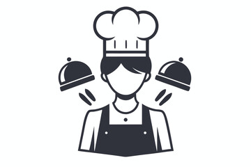 Minimalist Chef Avatar Icon with Smiling Face on White Background