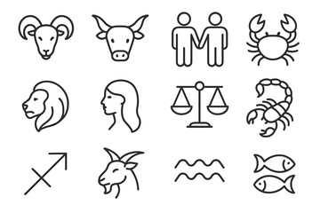Zodiac symbols: aries taurus gemini cancer leo virgo libra scorpio sagittarius capricorn aquarius pisces