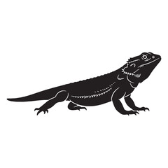Refined Bearded Dragon Silhouette – Bearded Dragon Vector Artwork Showing Unique Beard Display – Reptile Vector – Silhouette of Bearded Dragon

