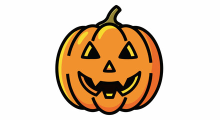 Fototapeta premium Carved Orange Halloween Pumpkin with Triangular Eyes and Wide Grin