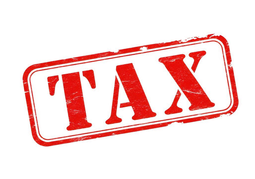 Red tax stamp isolated on transparent background