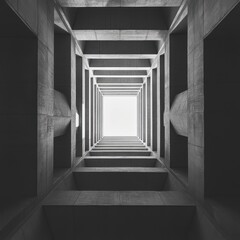 Fototapeta premium Modern Monochrome Architecture. Abstract Concrete Structure, Light and Shadow, Geometric Design, Minimalist Style.