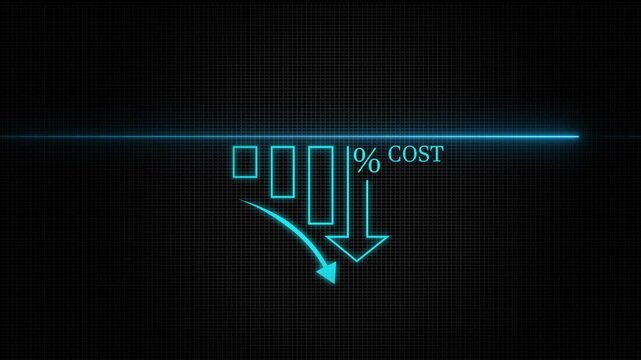 Cost reduction concept animation, corporate business efficiently save cost and company resources by reduction of unnecessary expenses. 4k animation
