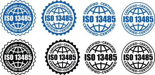 Obraz premium ISO 13485 Certification Badges – Vector Stamp for Medical Device Quality Standards