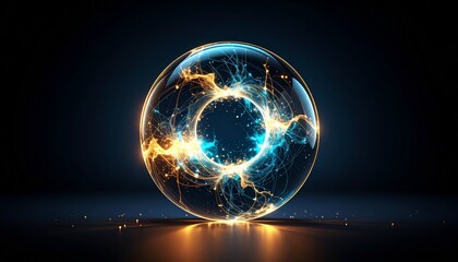 Abstract Energy Orb: Futuristic, Glowing, Dark Background