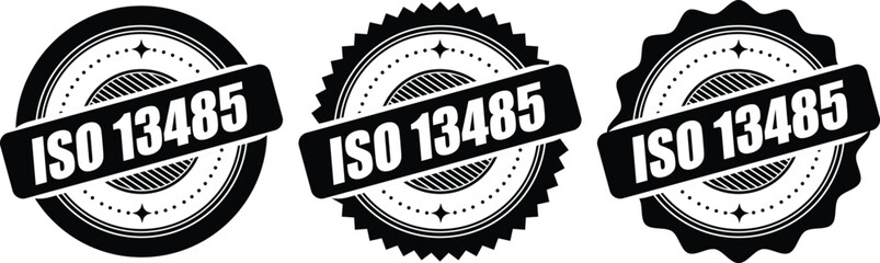 ISO 13485 Certification Badges – Vector Stamp for Medical Device Quality Standards