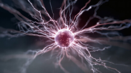 Obraz premium Representación artística de una descarga eléctrica desde un núcleo energético