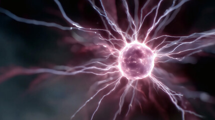 Obraz premium Representación artística de una descarga eléctrica desde un núcleo energético