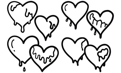 A vibrant set of heart-shaped decorations in red and pink symbolizes love and romance for Valentine's Day