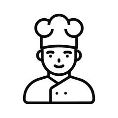 Minimalist Chef Icon with Hat and Uniform on White