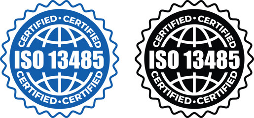 ISO 13485 Certification Badges – Vector Stamp for Medical Device Quality Standards