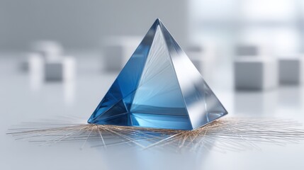 Translucent blue triangular prism represents DNA nanocarriers for cancer therapy