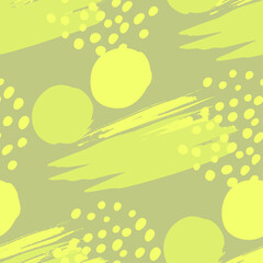 Seamless abstract pattern with bold red brush strokes and dots